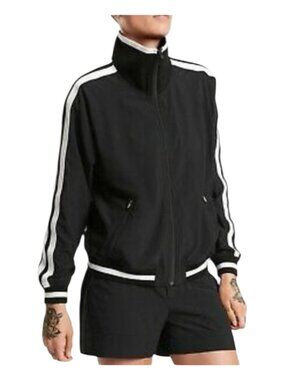 Athleta Women's Sprint Track Jacket Featherweight Stretch Black Size Small